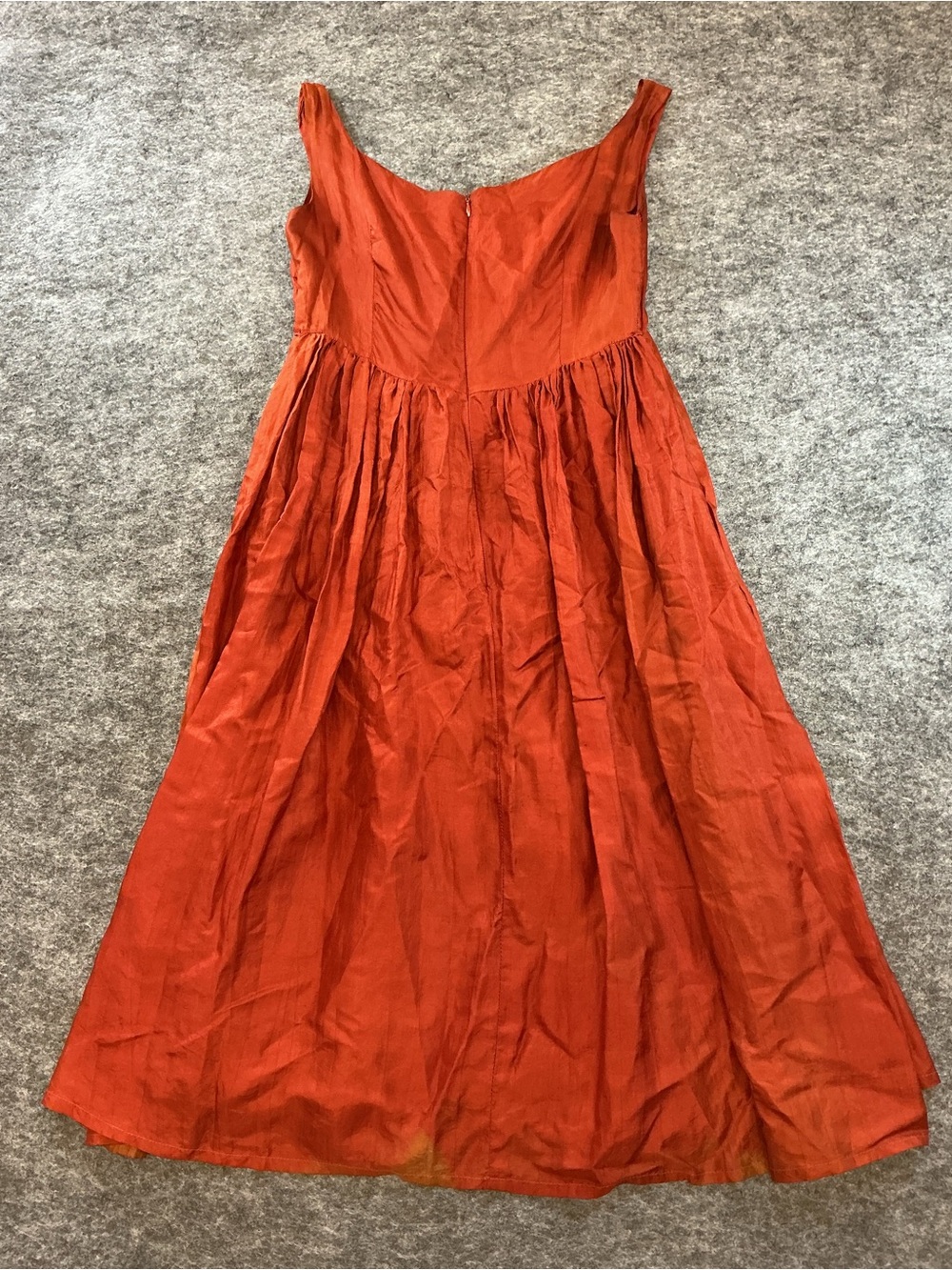 Chan Luu Rust Orange Scoop Neck Midi Dress Size S - Picture 4 of 6